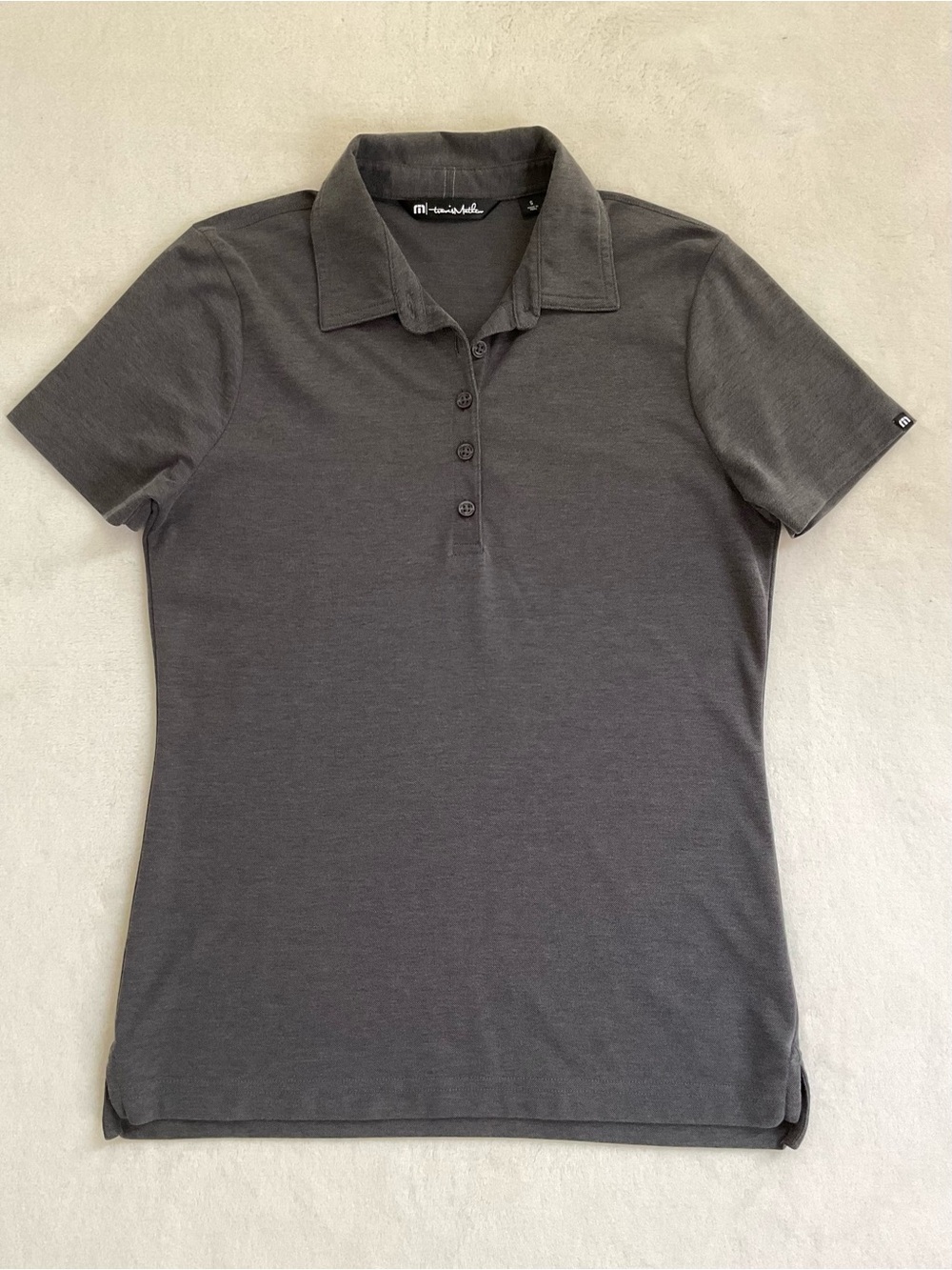 Travis Mathew Women’s Pima Cotton Blend Polo Shirt Gray Heather Size Small